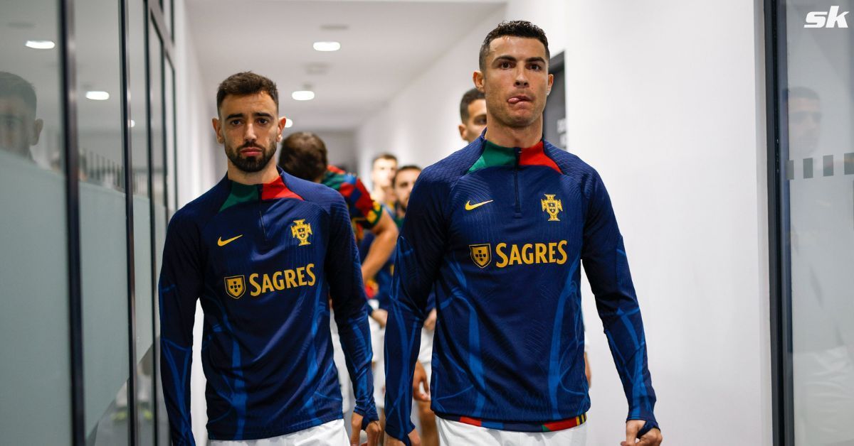 Cristiano Ronaldo (right) saw yellow in the 1-0 UEFA Euro 2024 win at Slovakia on Friday.