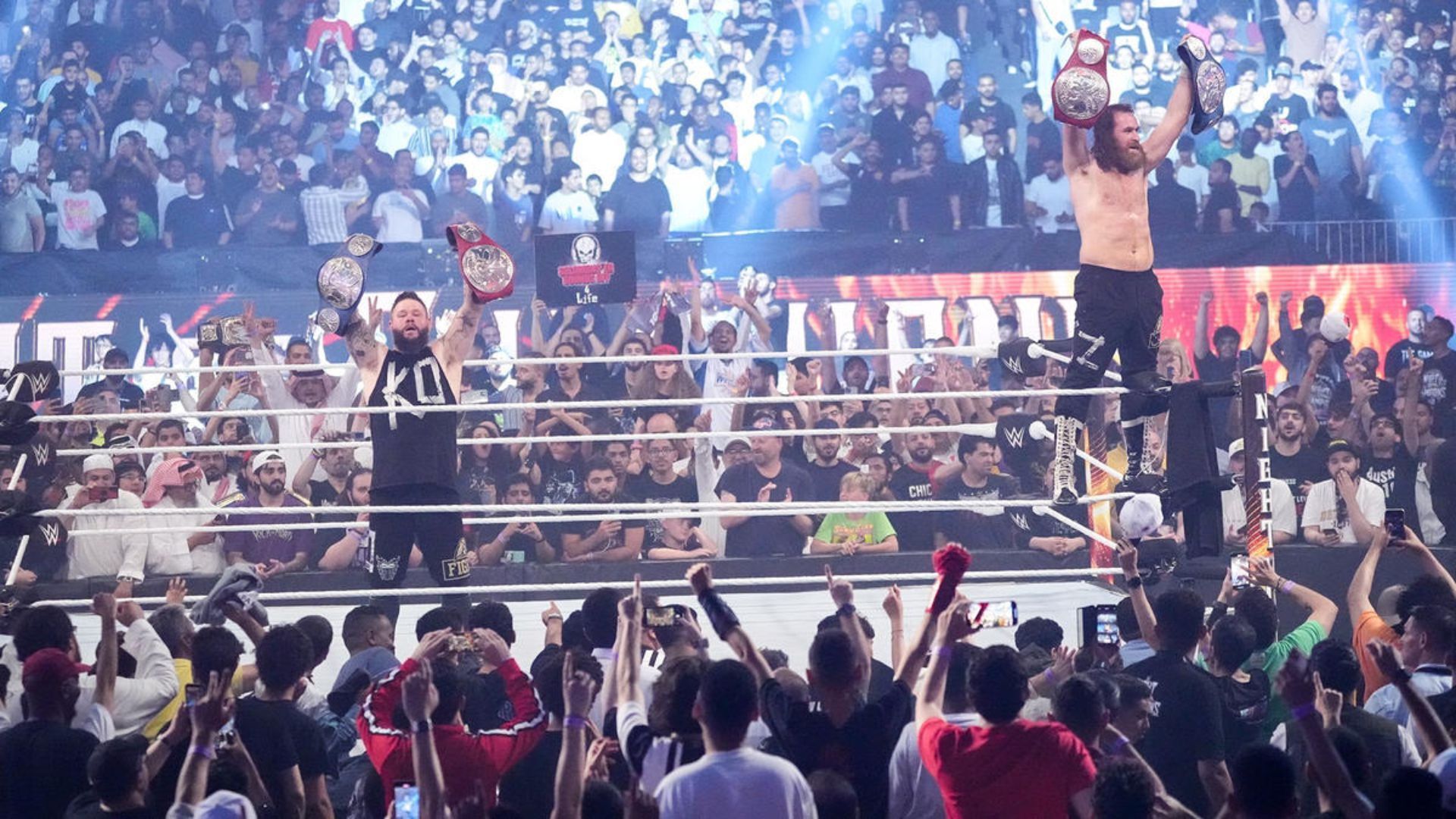 Kevin Owens and Sami Zayn celebrating. Image Credits: wwe.com 