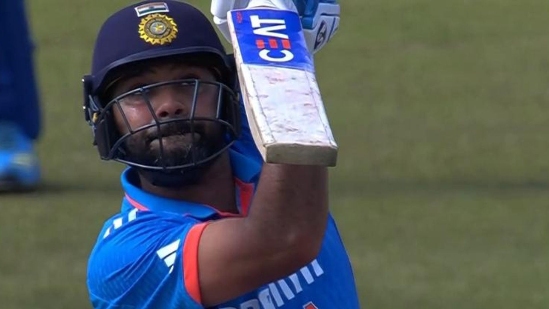 Rohit Sharma held the pose after the six that got him past 10,000 ODI runs (P.C.:Hotstar)