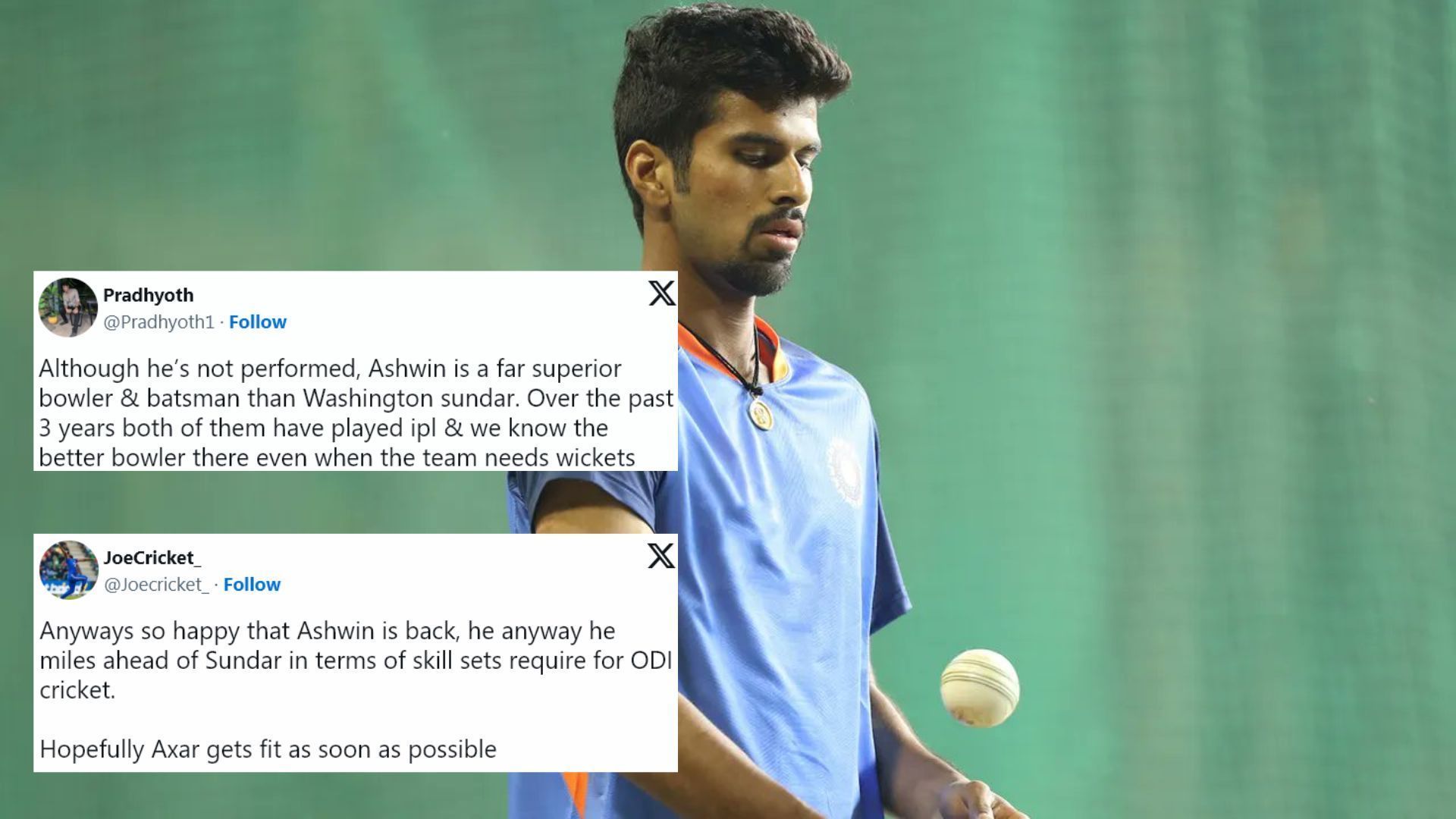 Washington Sundar and Ravichandran Ashwin could be fighting for the same spot. (P.C.:X)