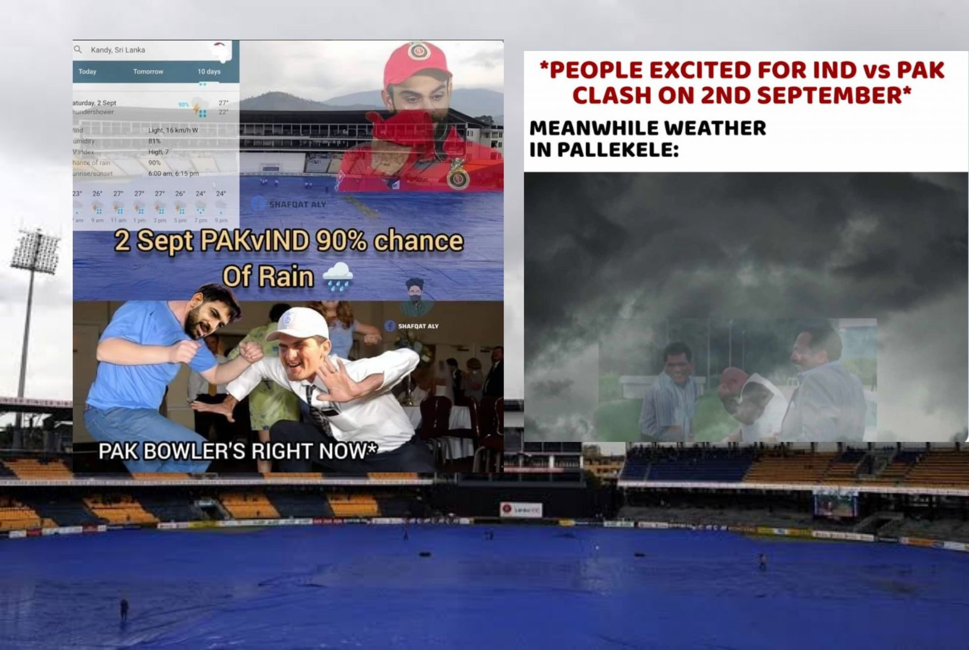 Fans share memes as rain threat looms over India vs Pakistan match on Saturday. 