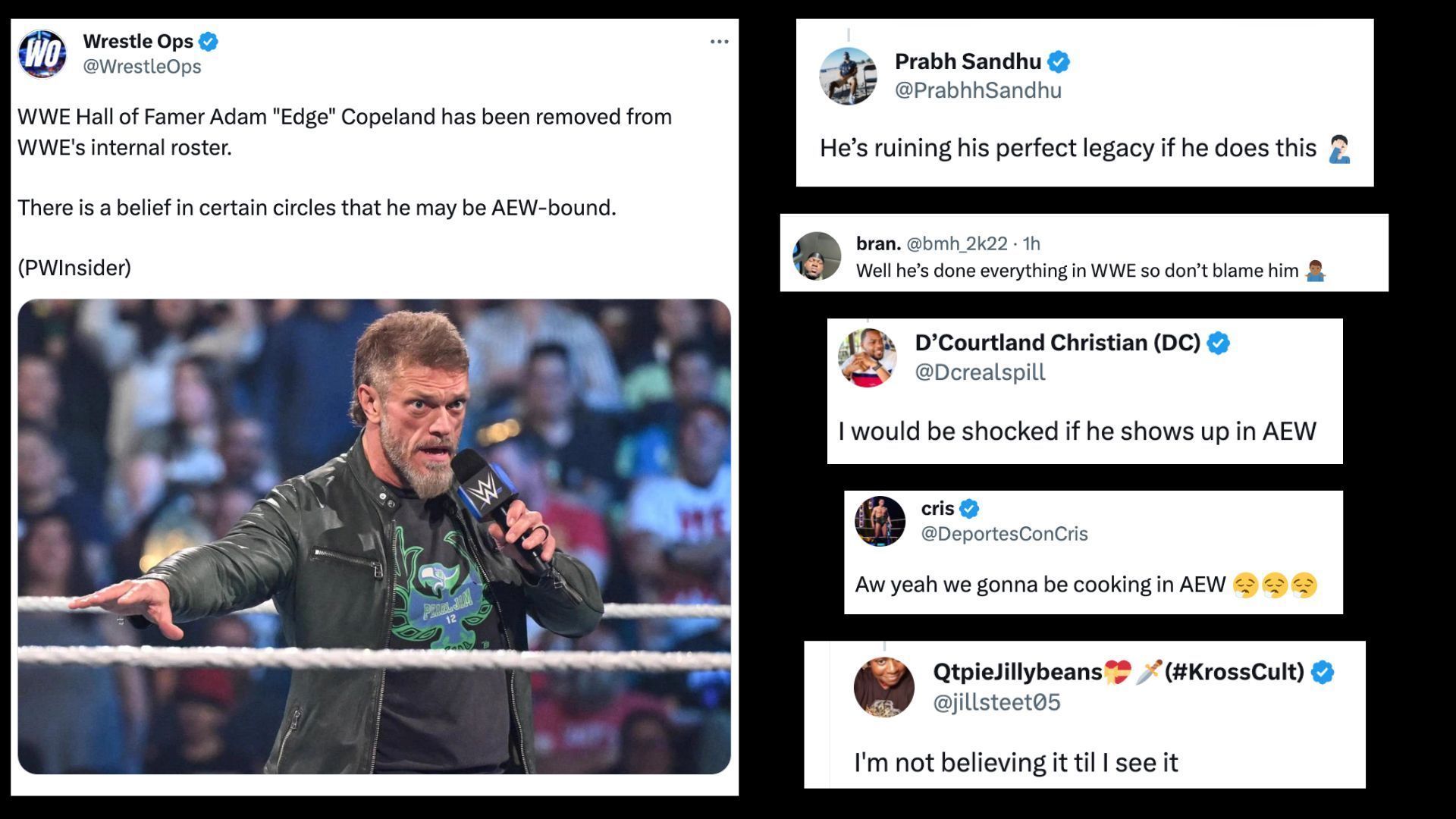 Fans react to The Rated-R Superstar being removed from the internal roster.