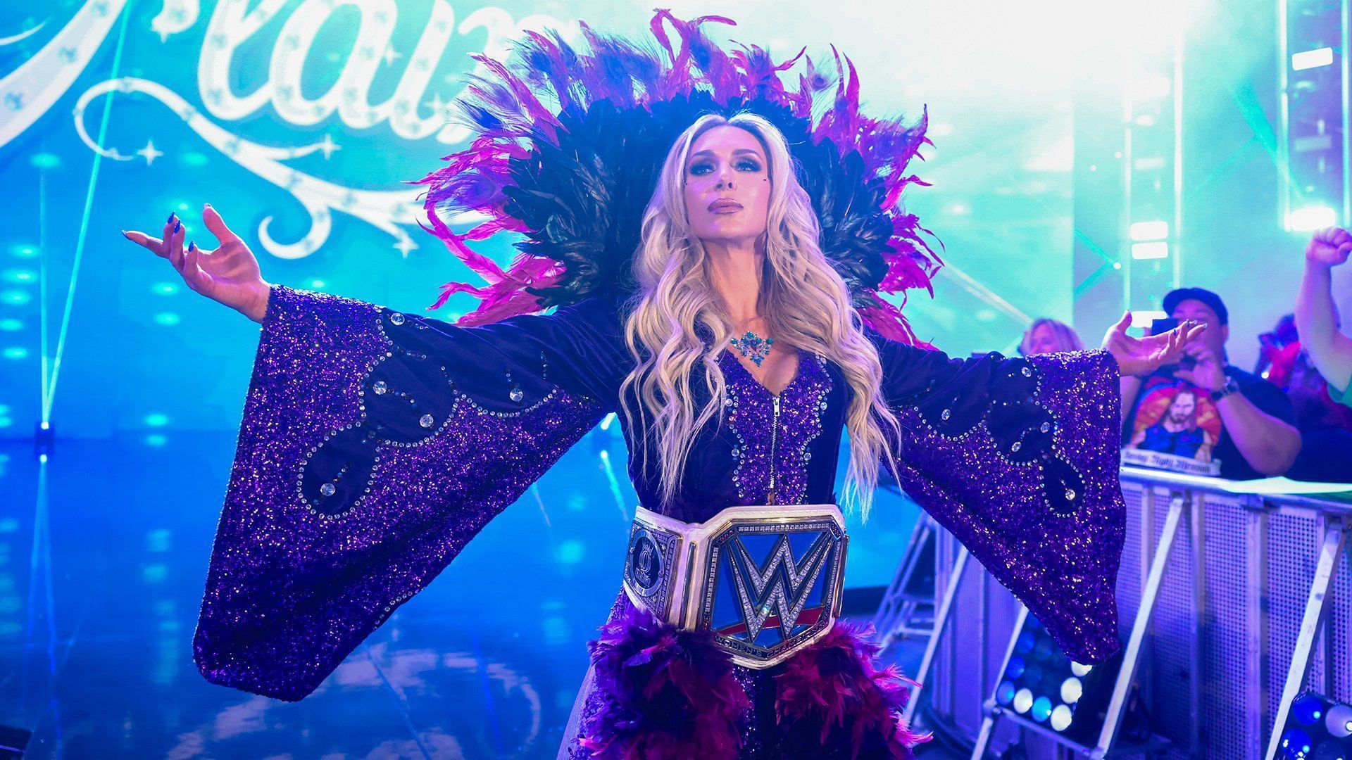 Charlotte Flair during her entrance. Image Credits: wwe.com 