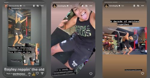 Screenshots from Bayley's Instagram Stories.