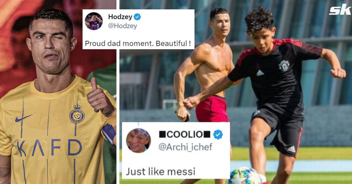 Fans are commenting about Messi in a Cristiano Ronaldo Jr. video