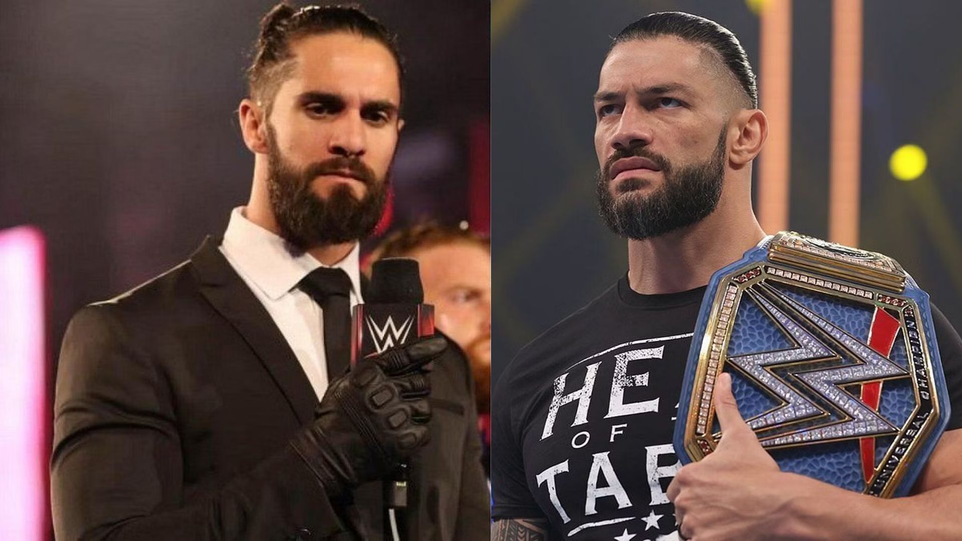 Seth Rollins (left) and Roman Reigns (right)