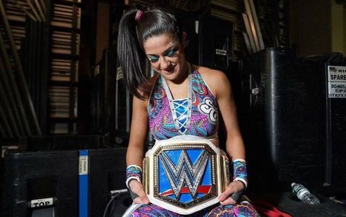 Bayley with the Smackdown Women's title.