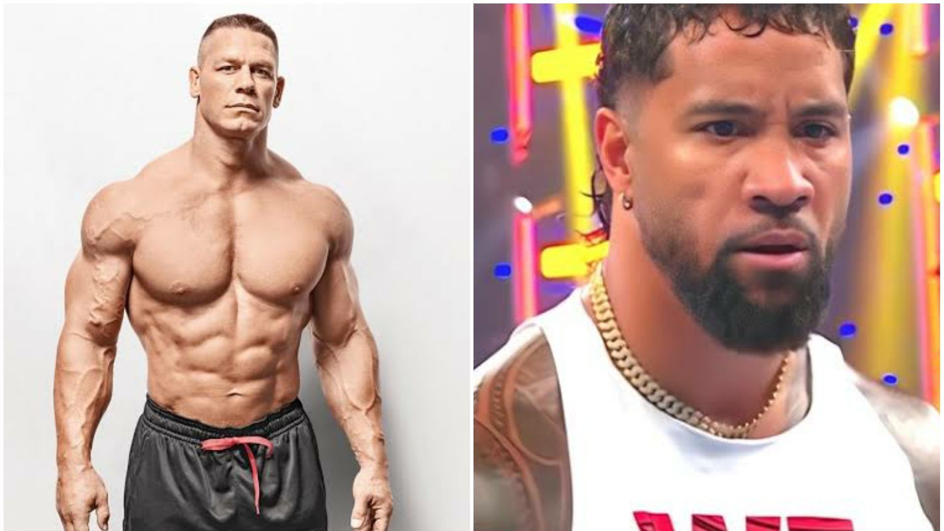 John Cena (left); Jey Uso (right)