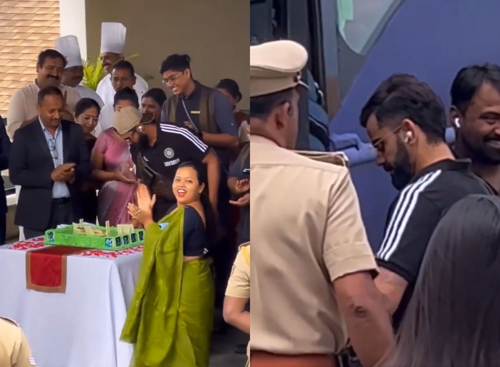 Team India leaving Thiruvananthapuram to reach Chennai ahead of their opening match in the World Cup. 