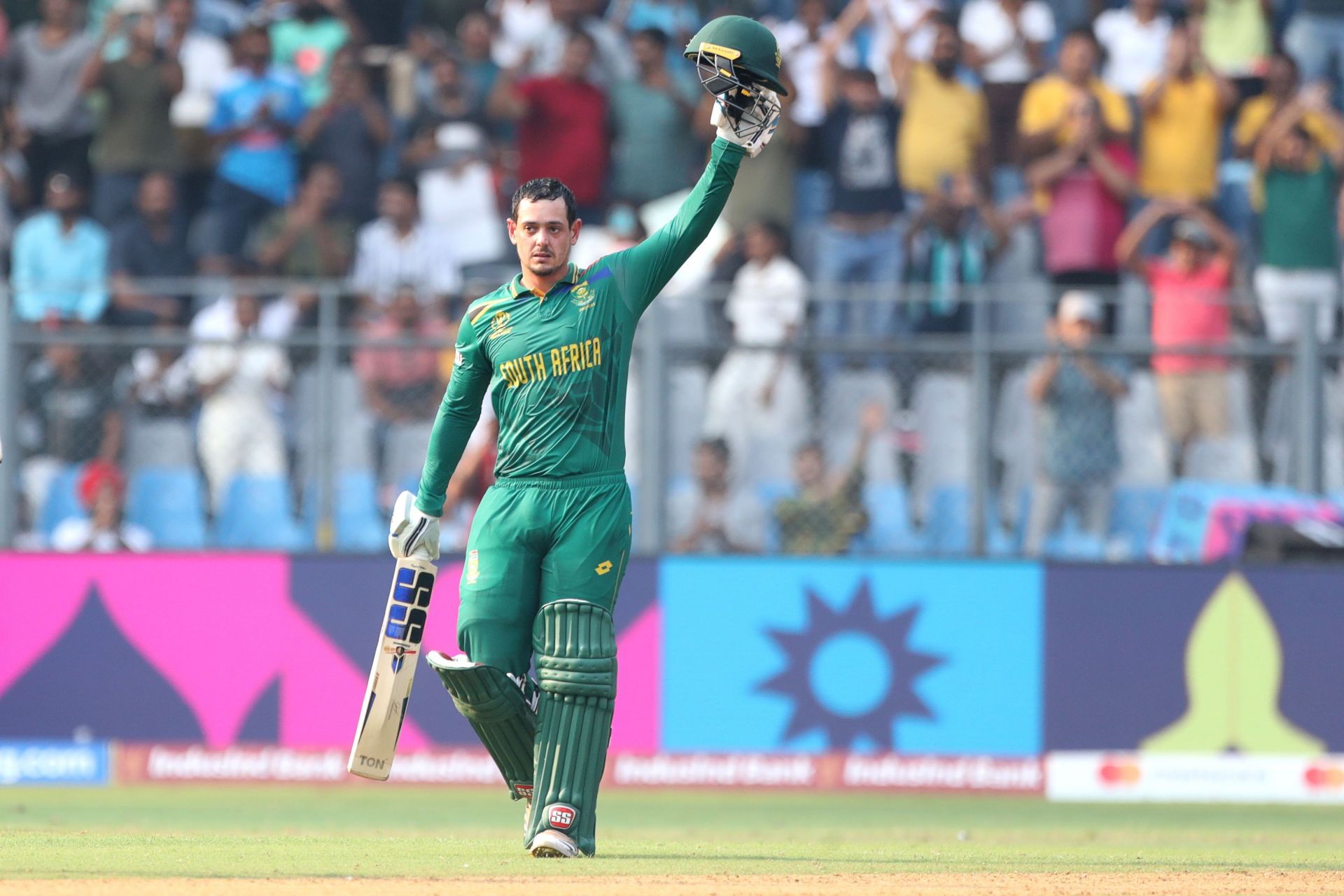 Quinton de Kock celebrating his hundred [Getty Images] .