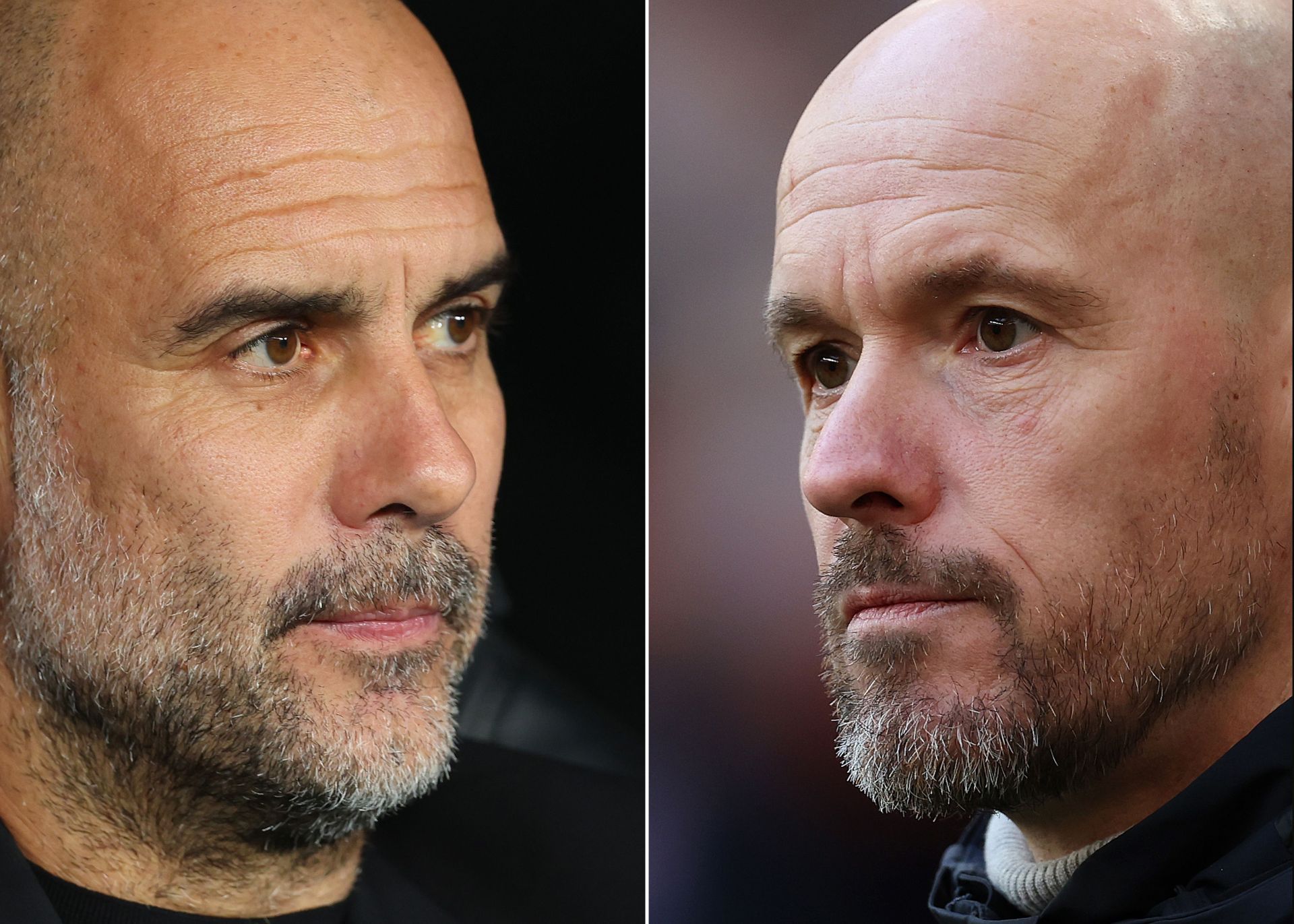 Erik Erik ten Hag and Pep Guardiola (L) &amp;  (via Getty Images)