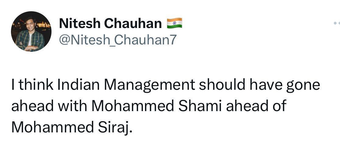 A fan felt Shami would have been better than Siraj.