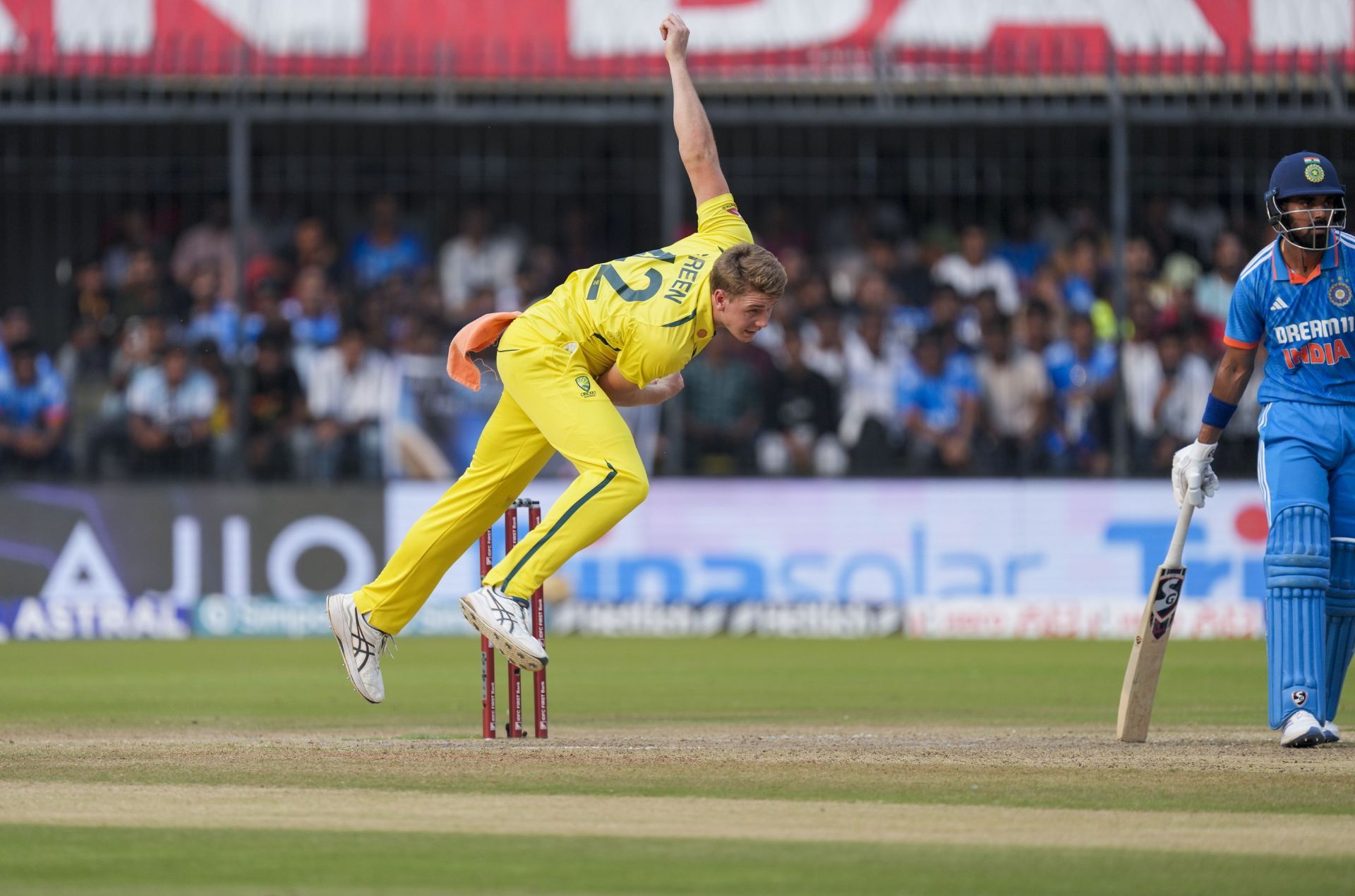 Cameron Green struggled with the ball in the ODIs against India. (Pic: AP)