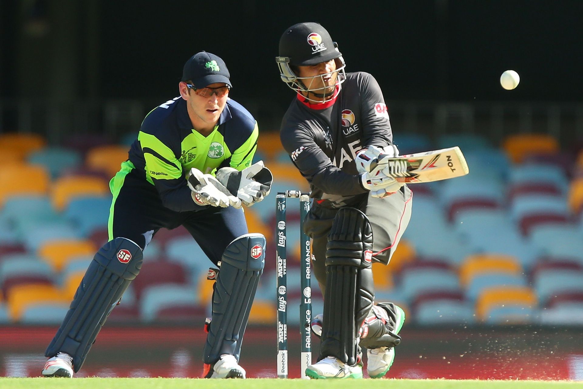 Khurram Khan bats during Ireland v UAE - 2015 ICC Cricket World Cup Match