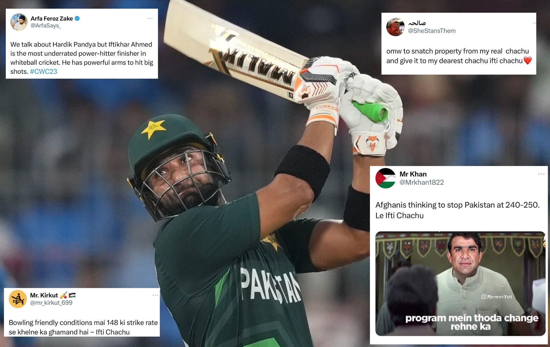 Iftikhar Ahmed received praise from fans for his wonderful knock. (Pics: AP/X)