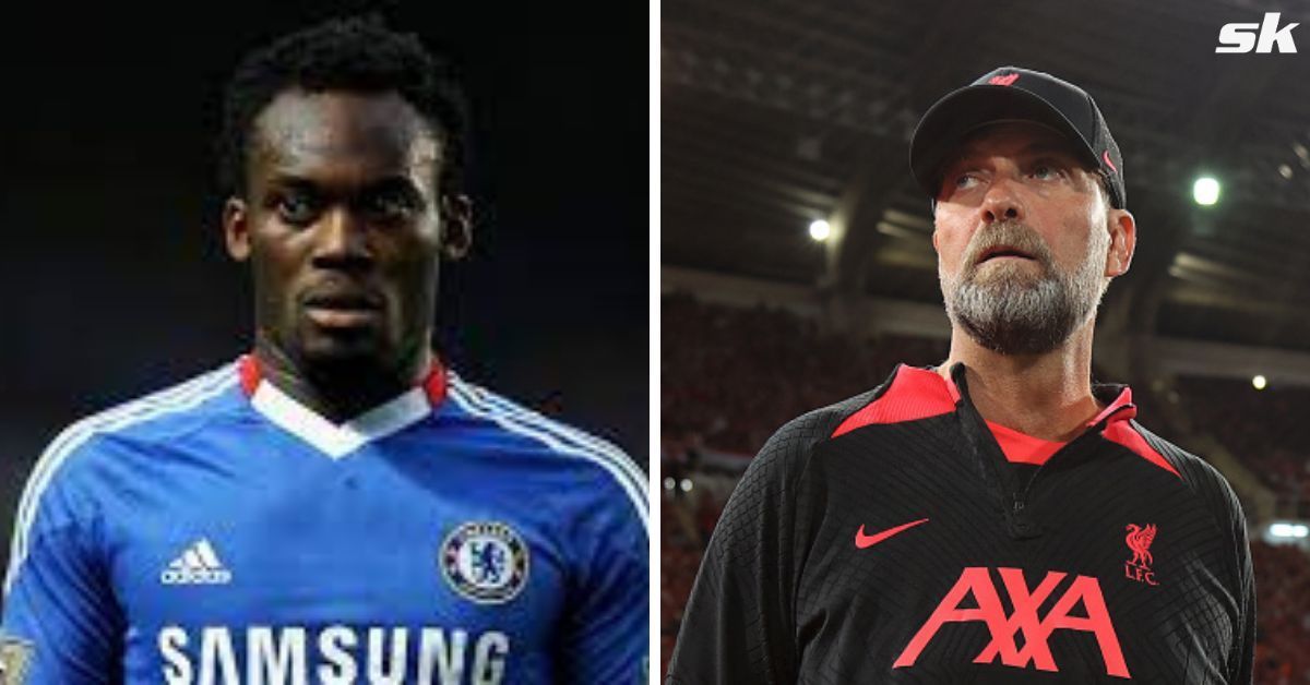 Former Chelsea midfielder Michael Essien (left) and Liverpool manager Jurgen Klopp