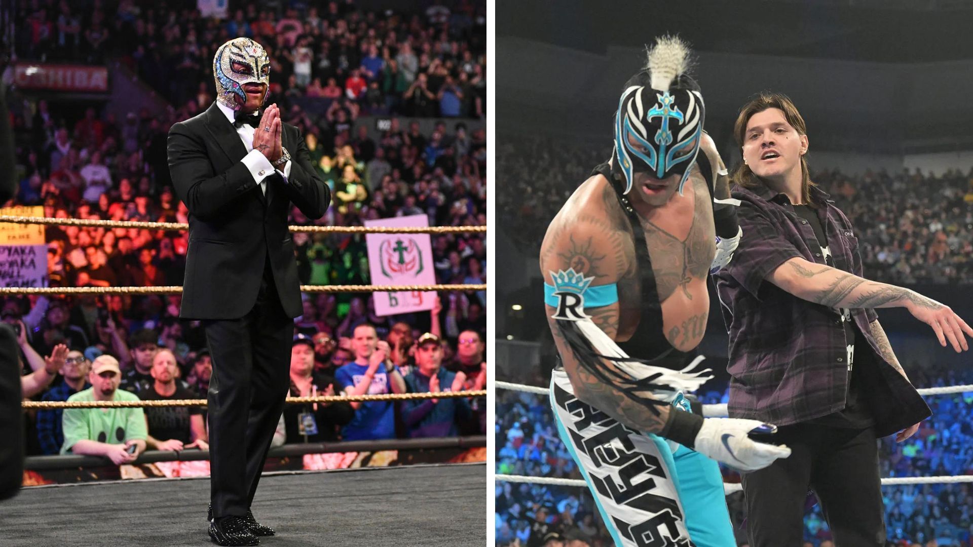 Rey Mysterio and Dominik engaged in a heated singles match at WrestleMania 39