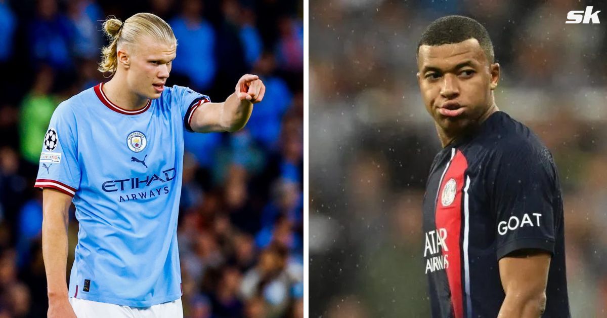 Erling Haaland and Kylian Mbappe (via Getty Images)