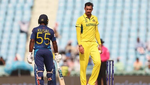 Mitchell Starc wasn't too happy about Kusal Perera venturing out of his crease at the non-striker's end.