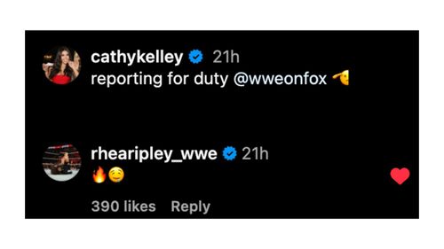 Ripley replied to Kelley's Instagram reel.