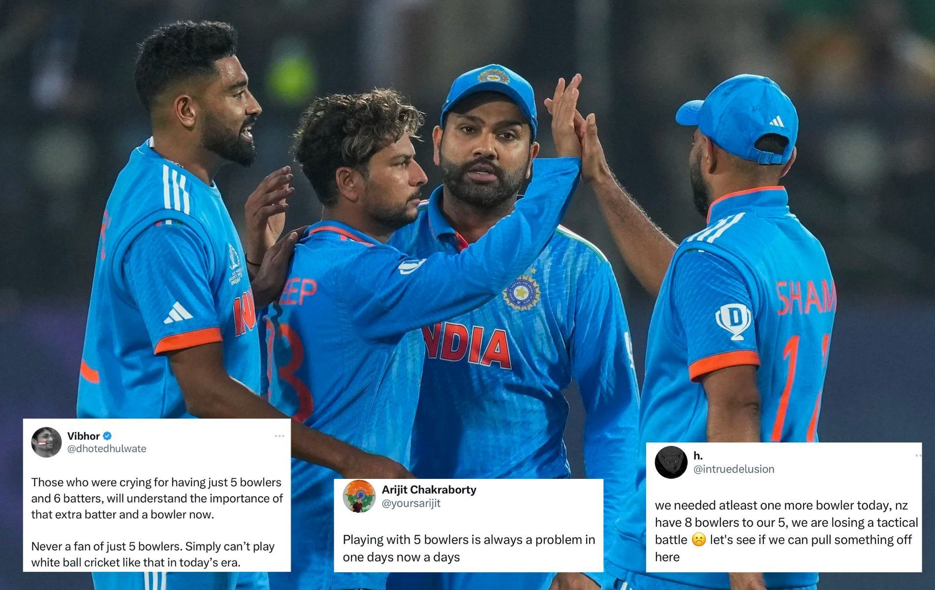 Fans were unhappy with India playing only five frontline bowlers. (Pics: AP/X)
