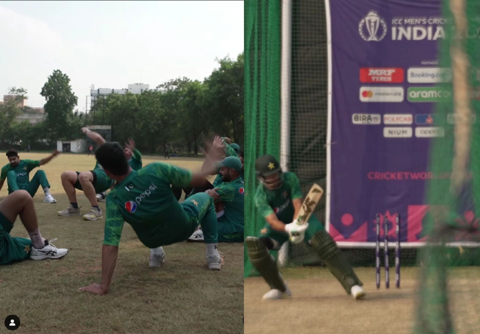Pakistan players working hard in the nets. 