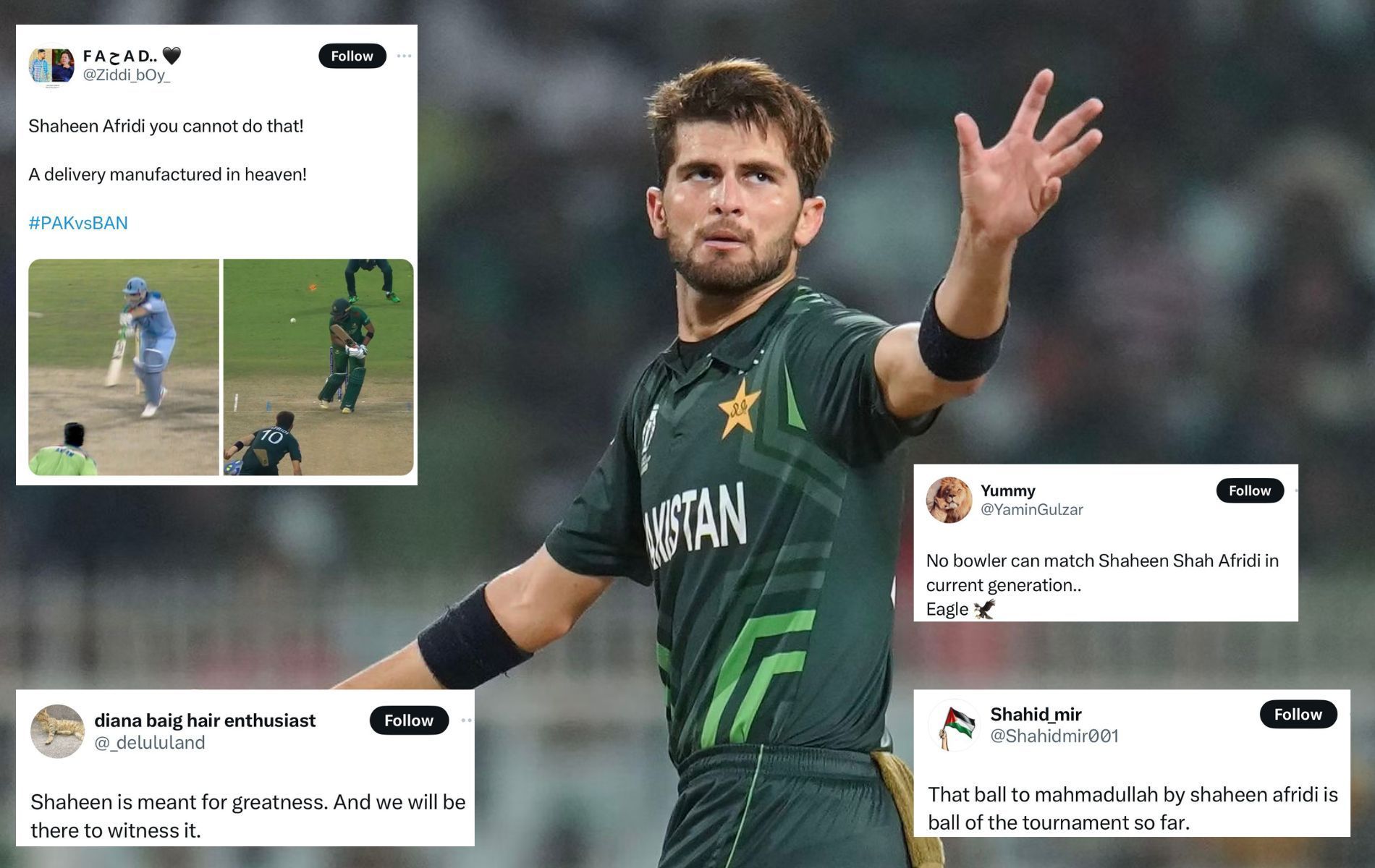 Shaheen Afridi was brilliant with the ball vs Bangladesh. (Pics: AP/X)