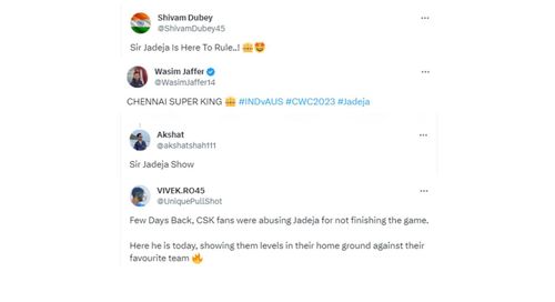 A compilation of reactions for Jadeja's spell in the World Cup game against Australia (1).