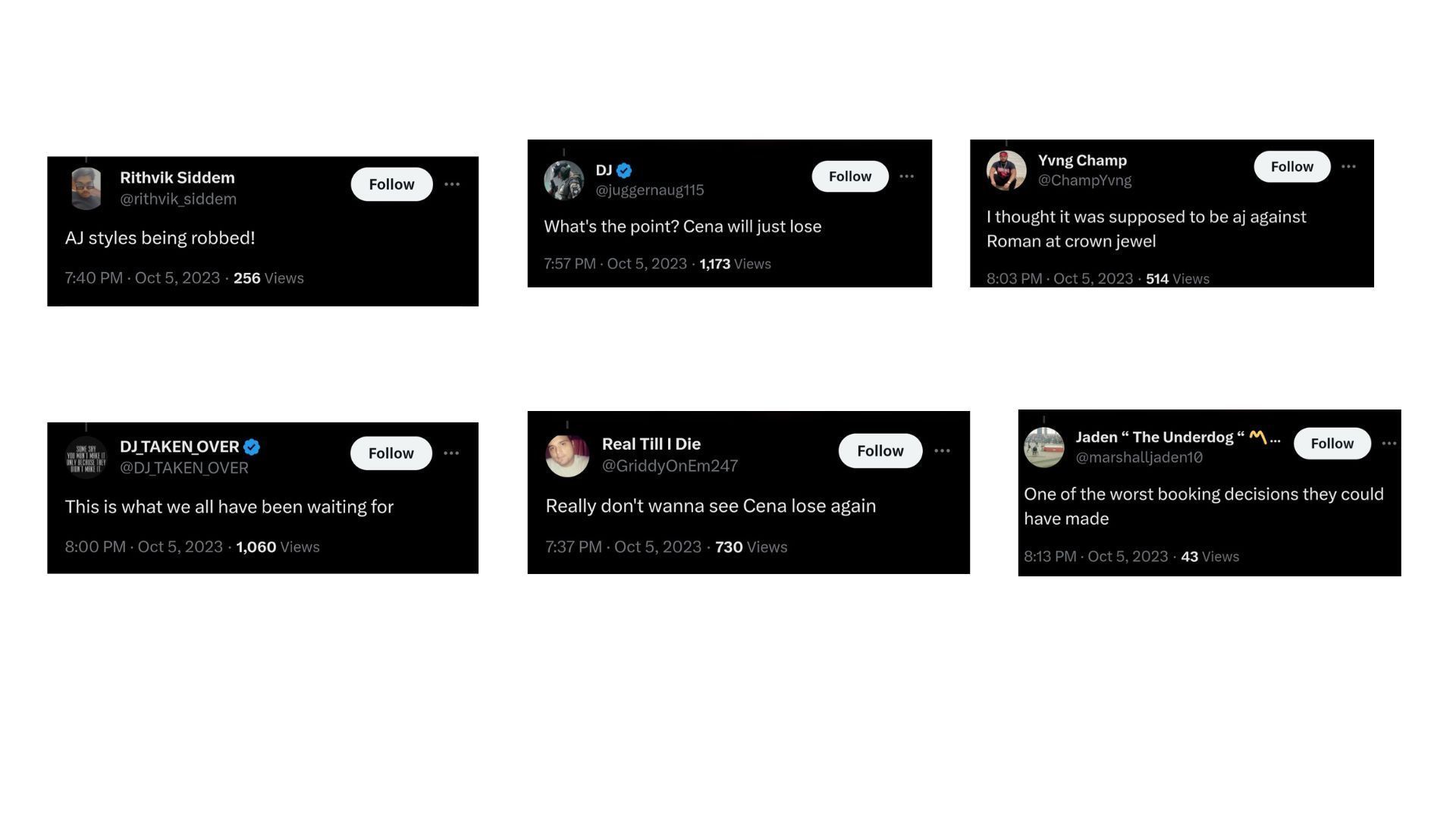 Screengrab of some of the reactions