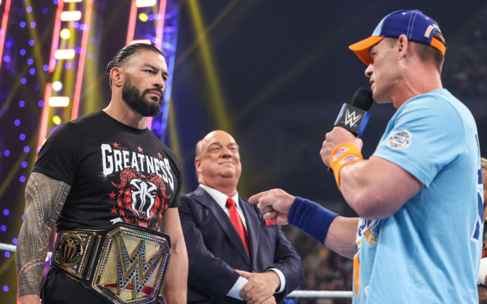 John Cena confronting Roman Reigns on an edition of SmackDown