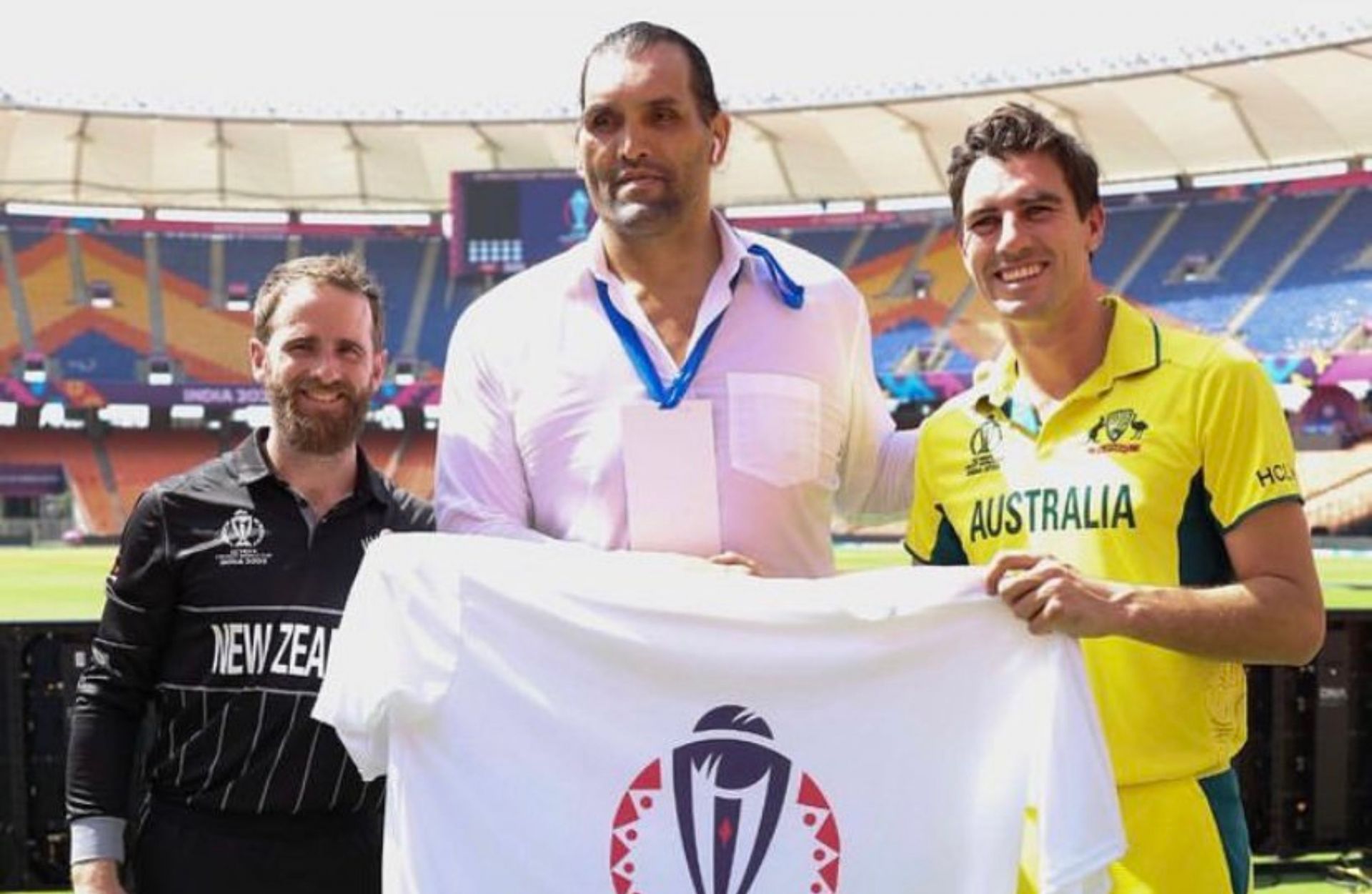 Kane Williamson, The Great Khali and Pat Cummins