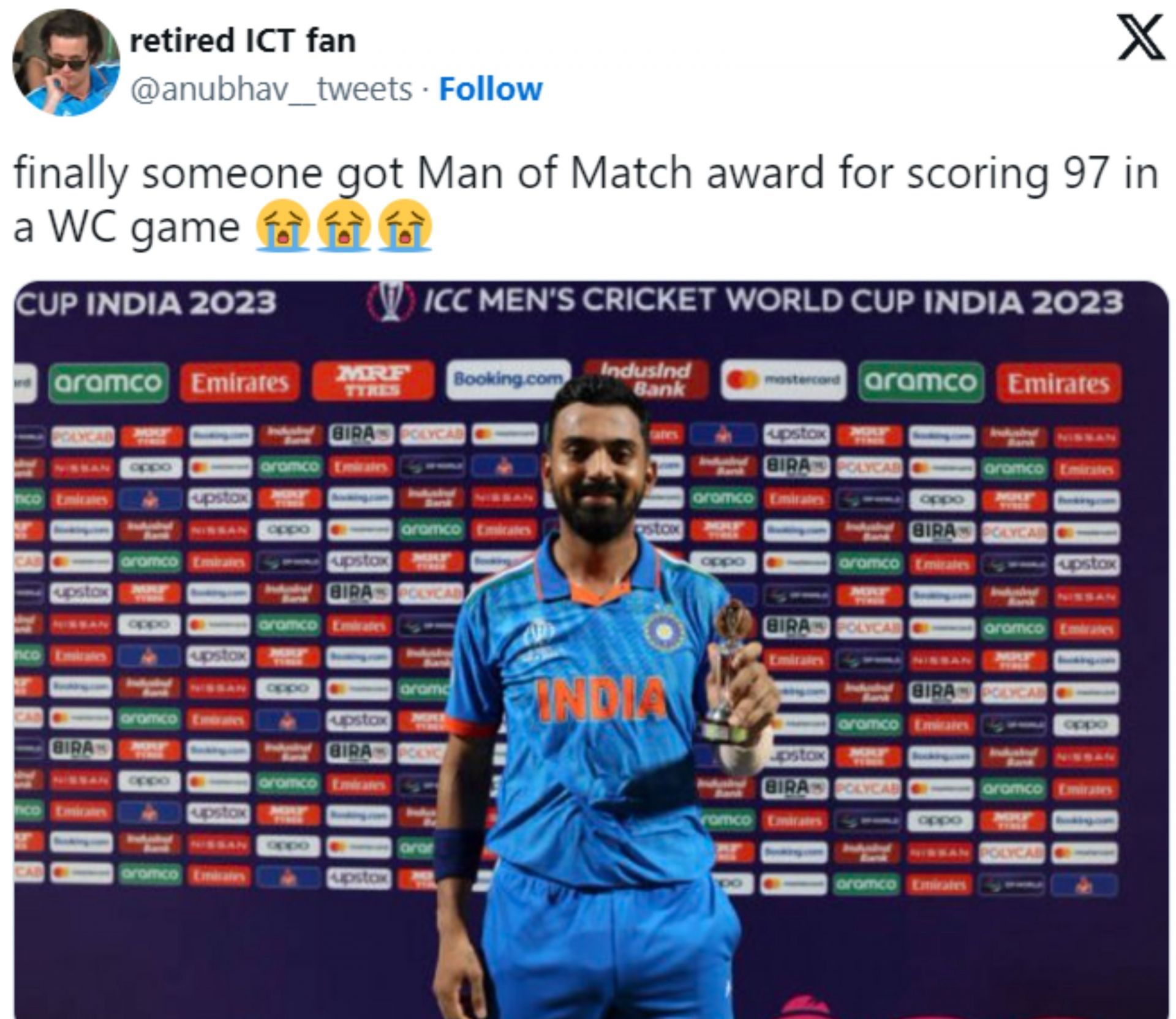 A fan shared the meme after KL Rahul&#039;s knock on Sunday.