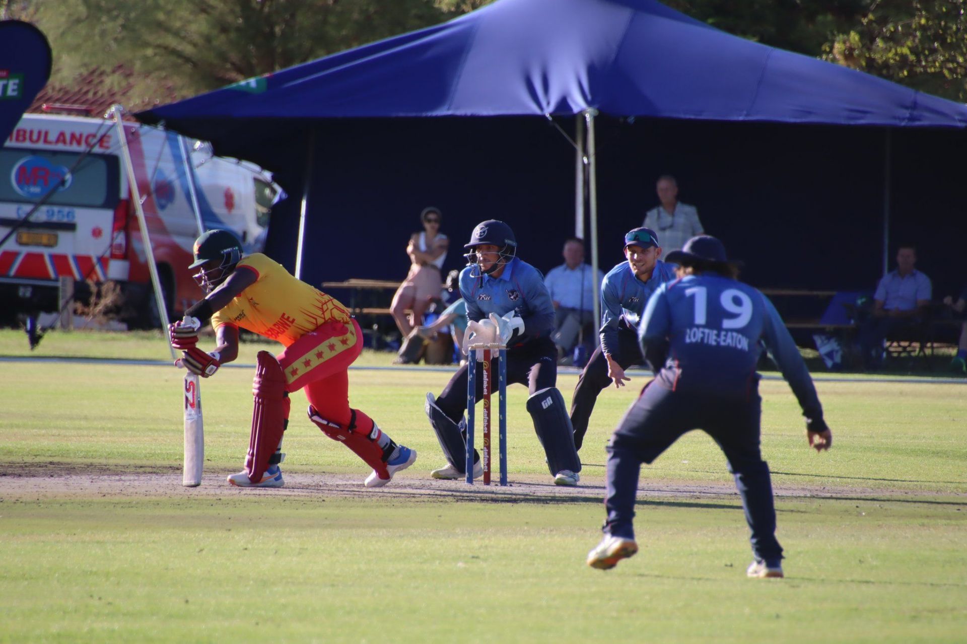 ज़िम्बाब्वे की बेहद खराब बल्लेबाजी रही (Photo Courtesy: Namibia Cricket Twitter)