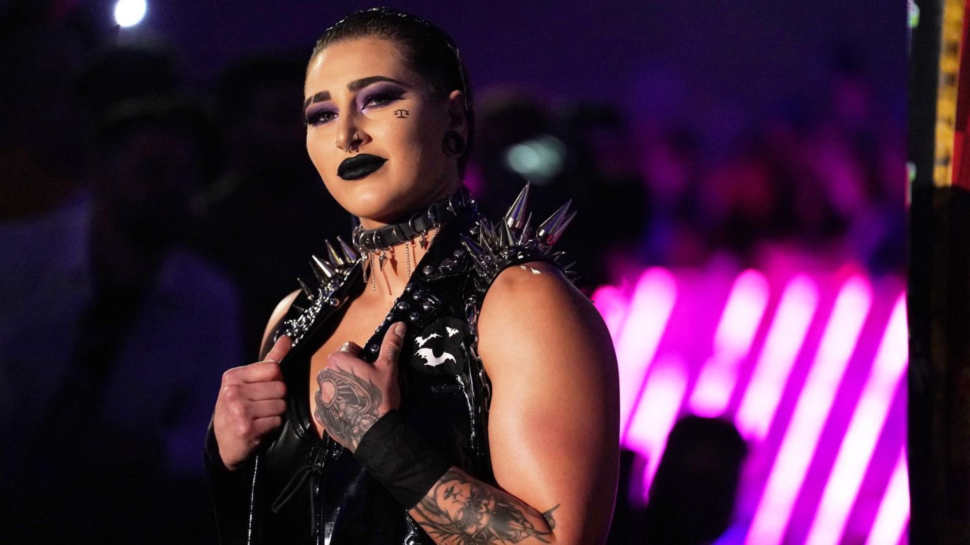 Rhea Ripley during her entrance. Image Credits: wwe.com