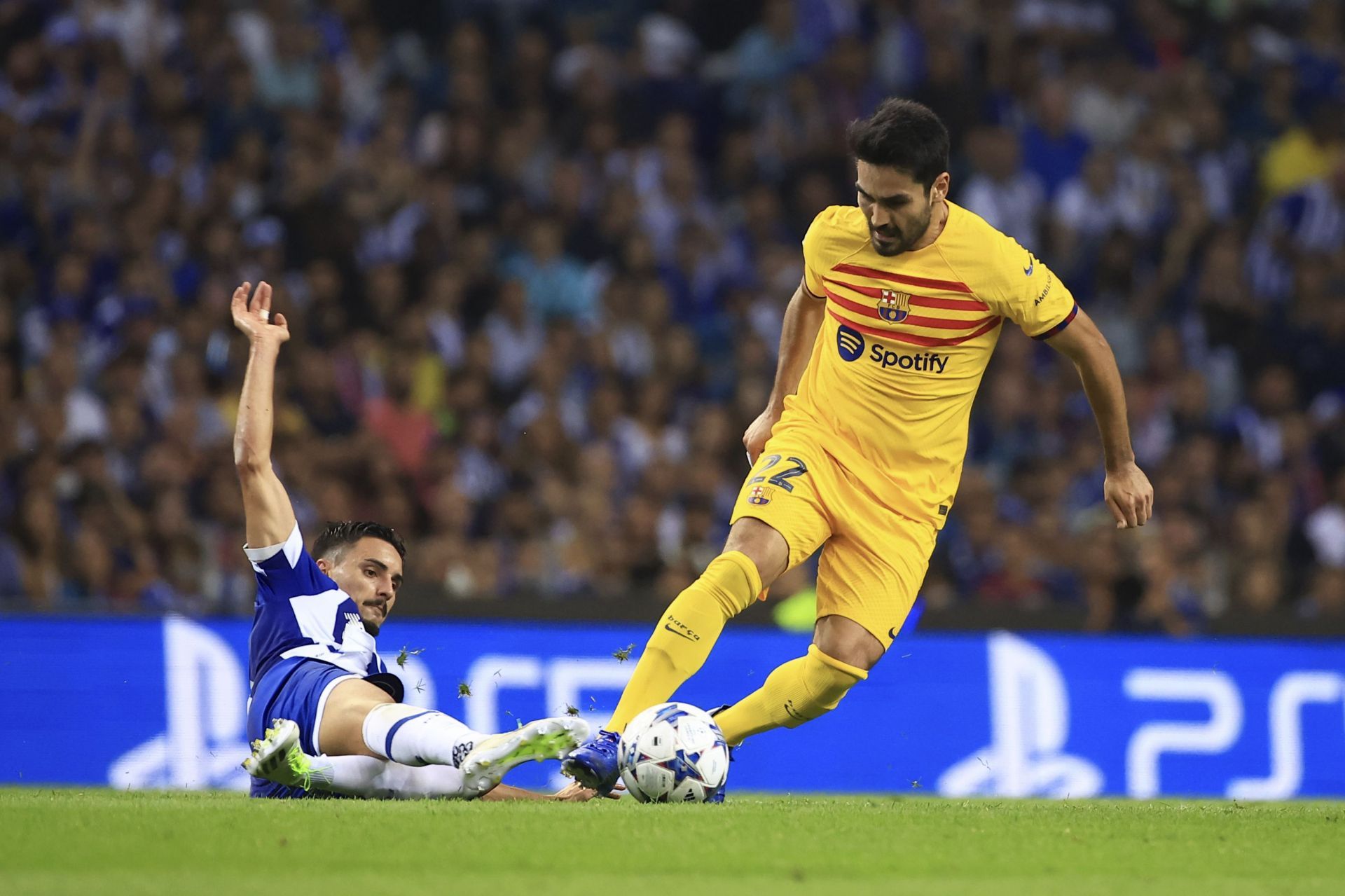 Ilkay Gundogan (right) arrived at the Camp Nou this summer.