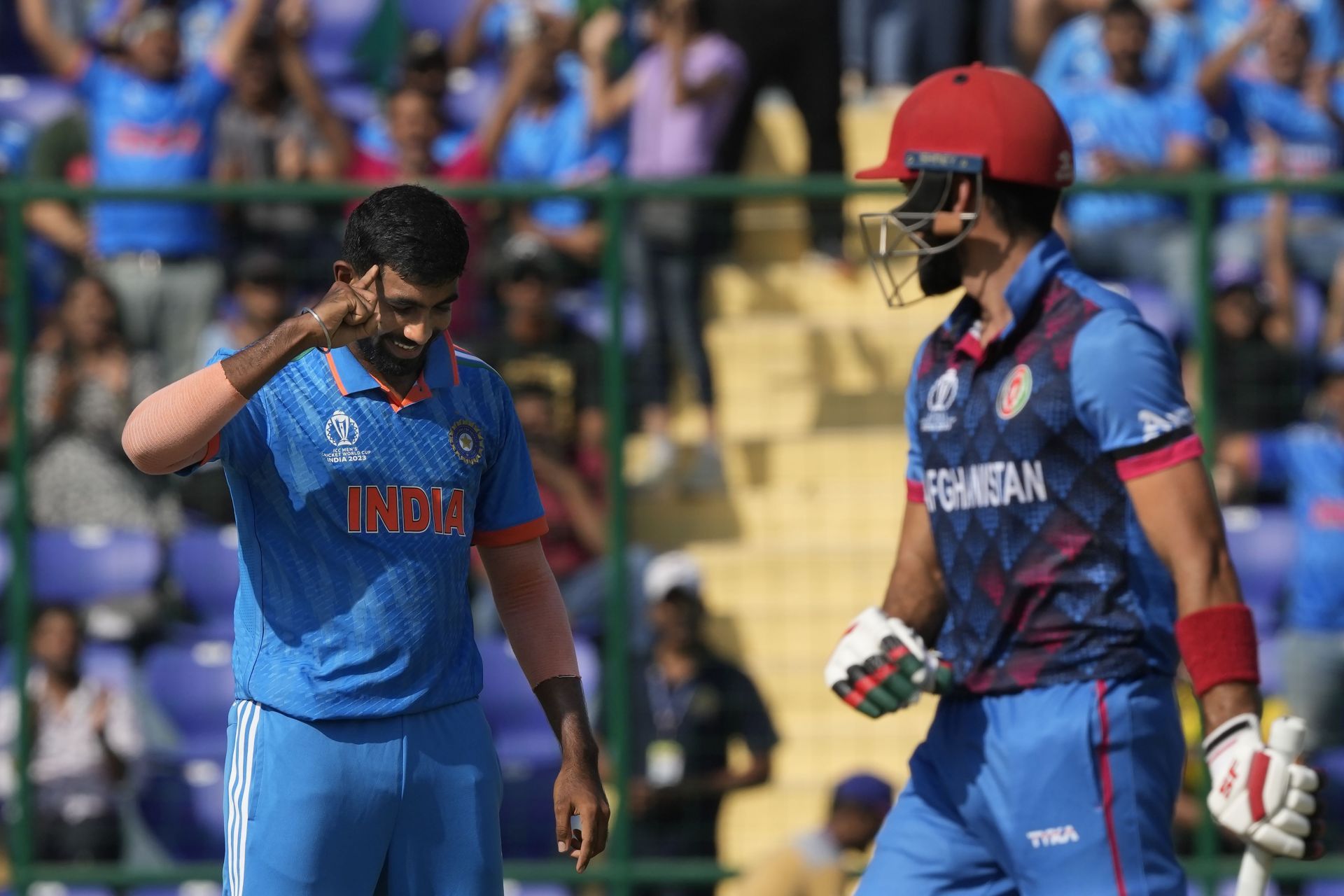 Jasprit Bumrah gave India their first breakthrough by dismissing Ibrahim Zadran. [P/C: AP]