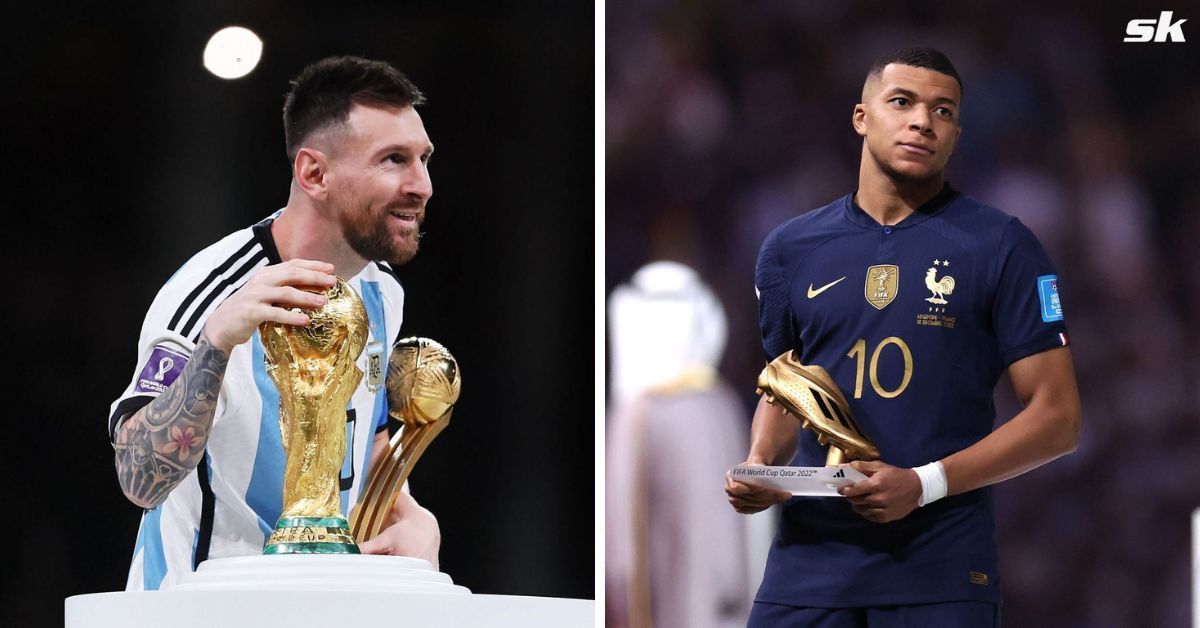 Lionel Messi and Kylian Mbappe (via Getty Images)