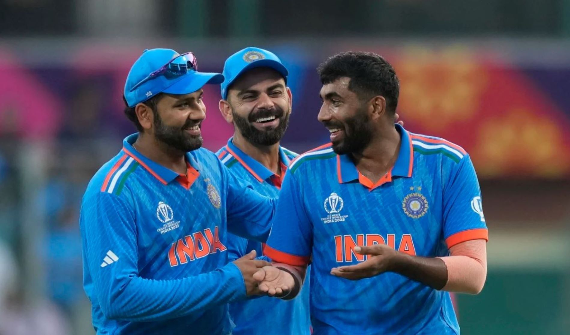 The Men in Blue were all smiles during their bowling innings.