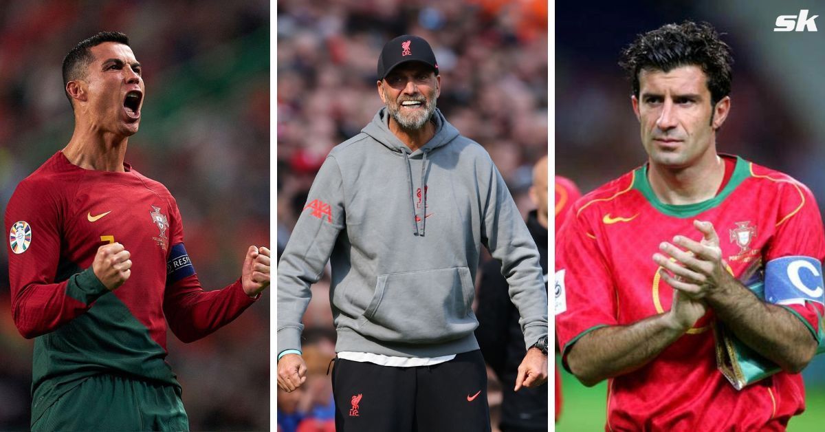 Cristiano Ronaldo (left), Jurgen Klopp (center) and Luis Figo (right)