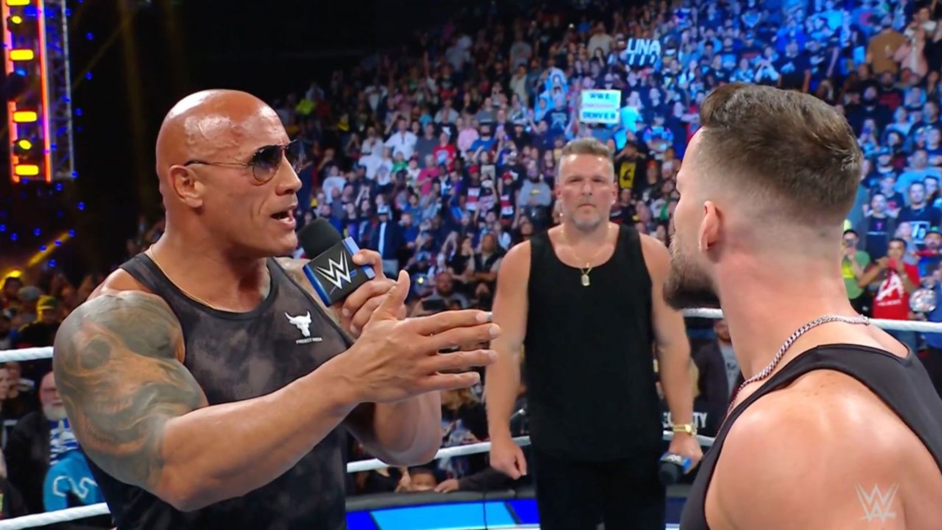 The Rock was with Pat McAfee when he returned in September 2023