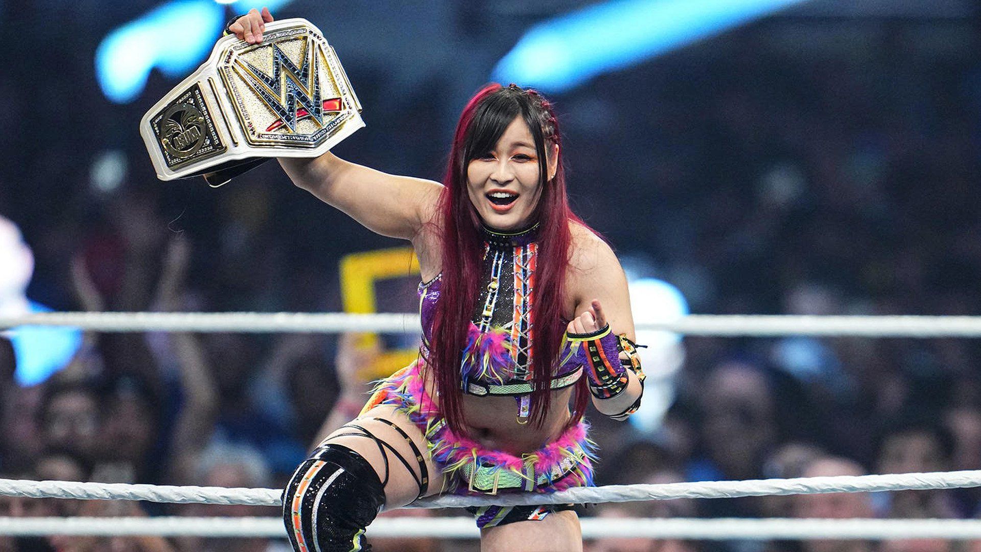 IYO Sky with her championship. Image Credits: wwe.com 