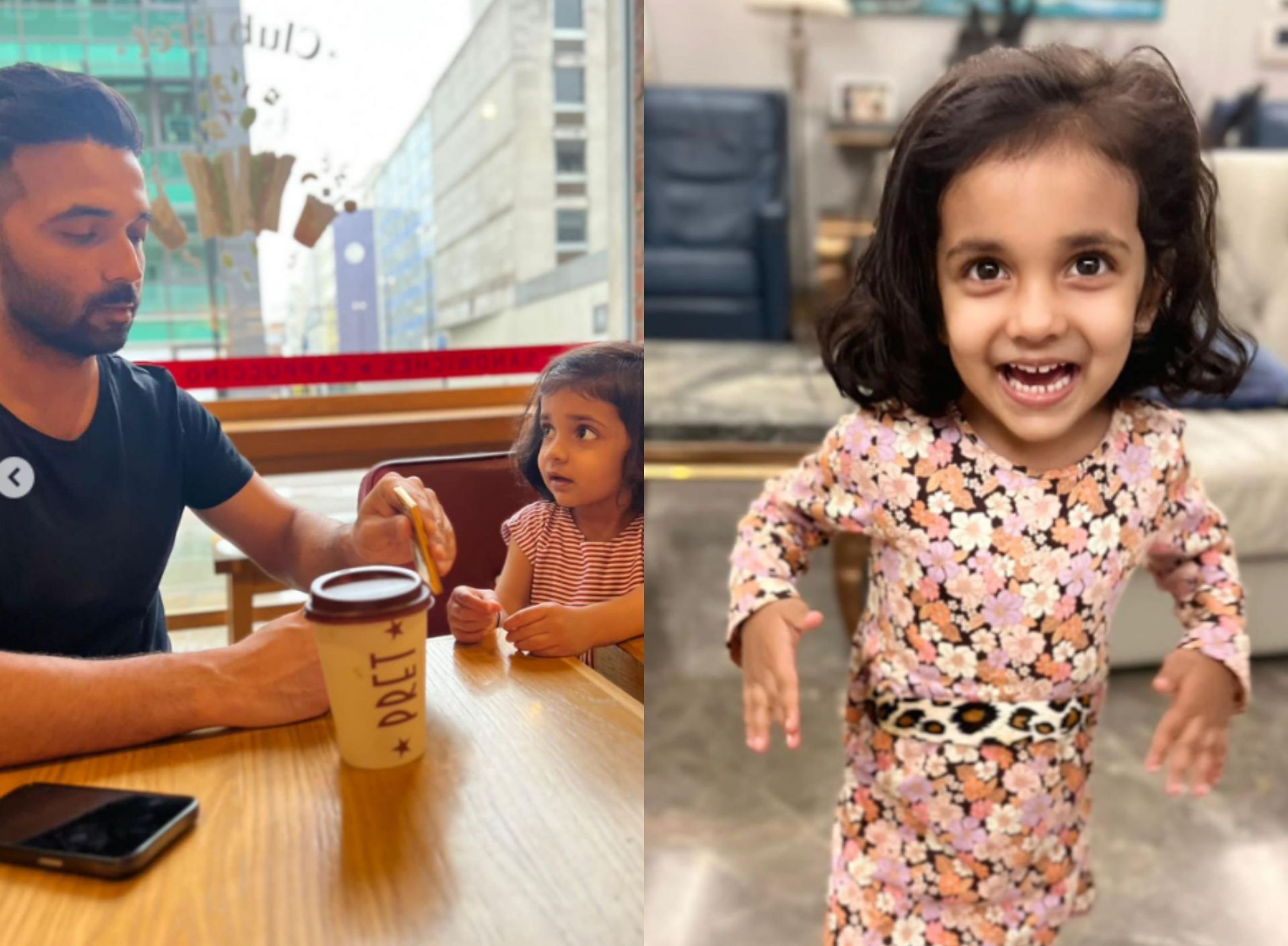 Ajinkya Rahane with his daughter Aarya. 