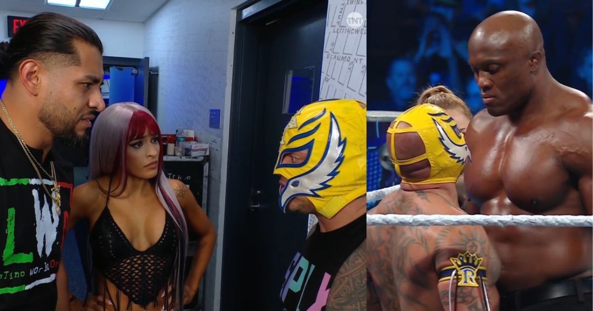 Santos Escobar, Zelina Vega, Rey Mysterio, and Bobby Lashley.