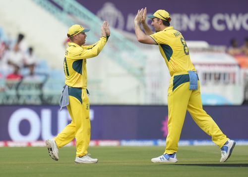 David Warner took a diving catch off Pat Cummins' bowling to get rid of Pathum Nissanka. [P/C: AP]