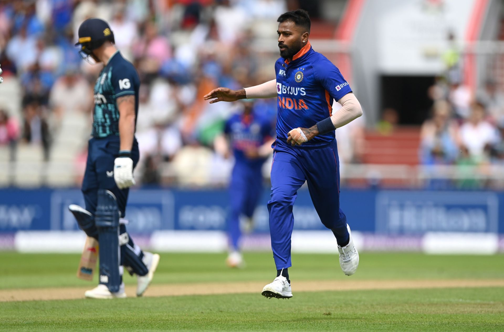 Hardik Pandya in action against England.