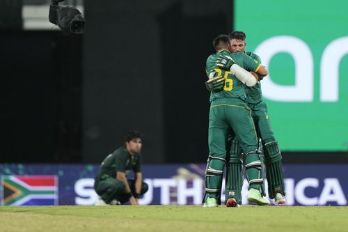 Keshav Maharaj and Tabraiz Shamsi hugging each other [Getty Images]