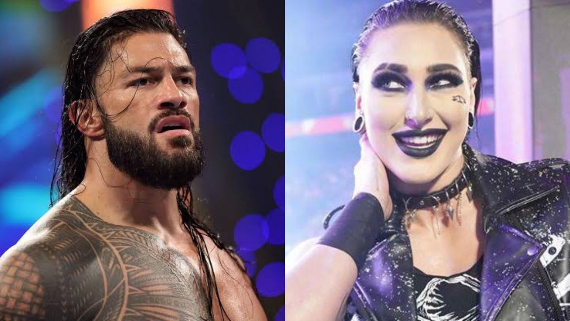 Roman Reigns (left) Rhea Ripley (right)