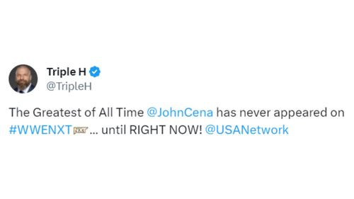 Triple H sends a message after John Cena makes his first-ever appearance on NXT