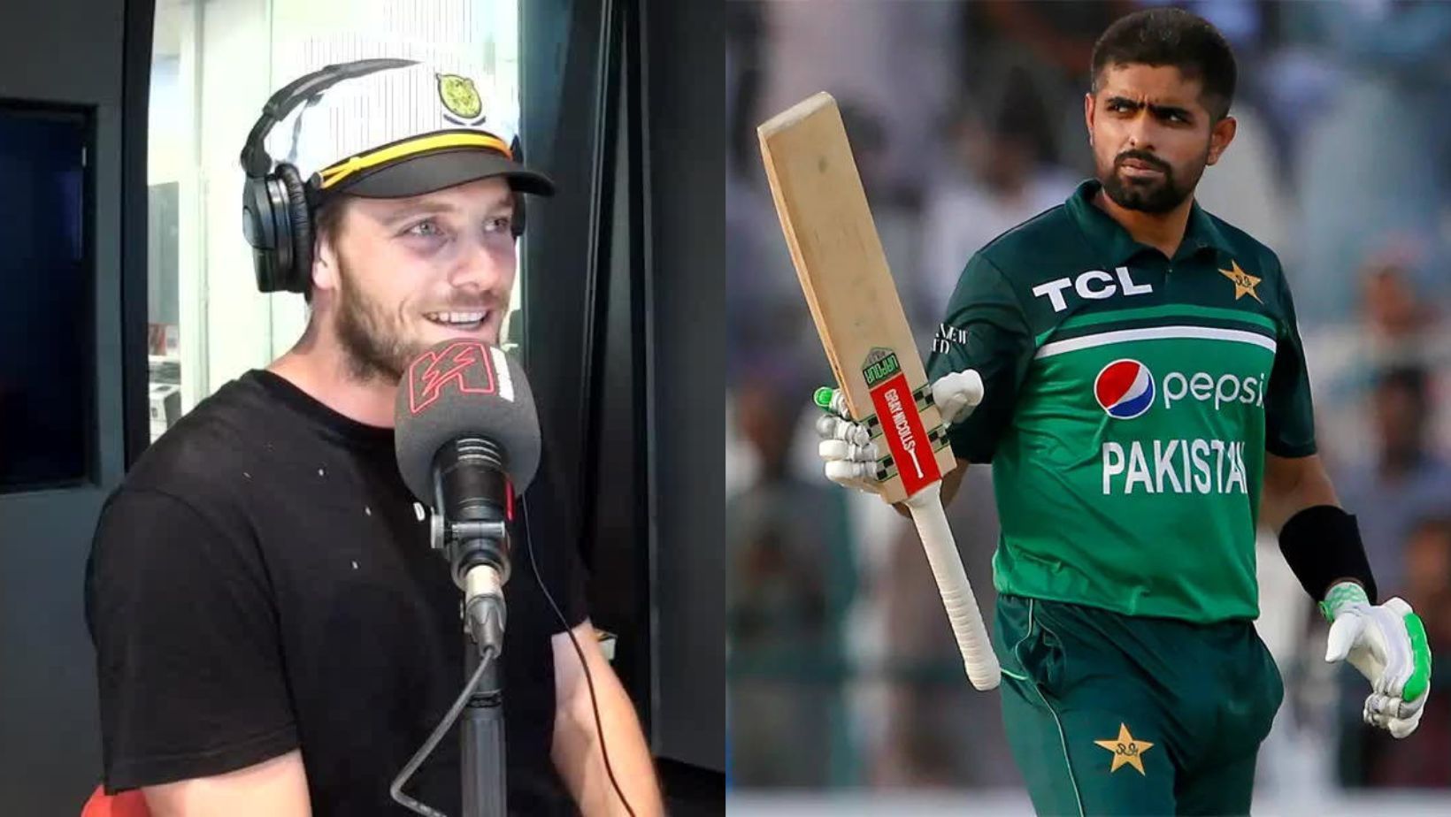 Mitchell McClenaghan (L) and Babar Azam.