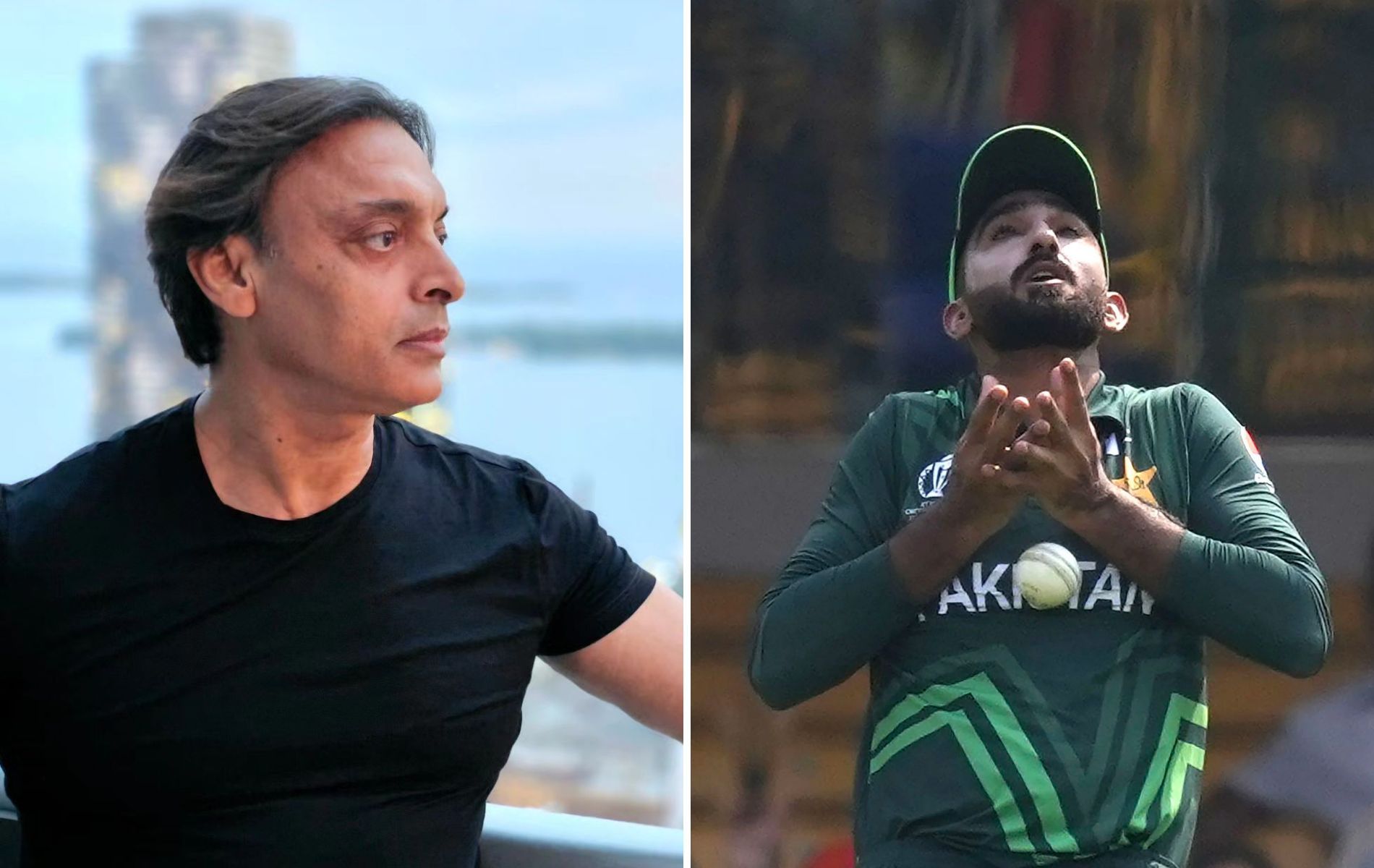 Shoaib Akhtar (L) slammed Pakistani fielders for dropping catches vs Australia. (Pics: Instagram/AP)